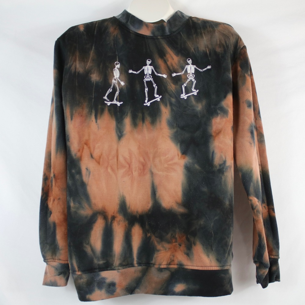 Better Together Black & Orange Tie Dye Graphic Crewneck Sweater Women's Size S